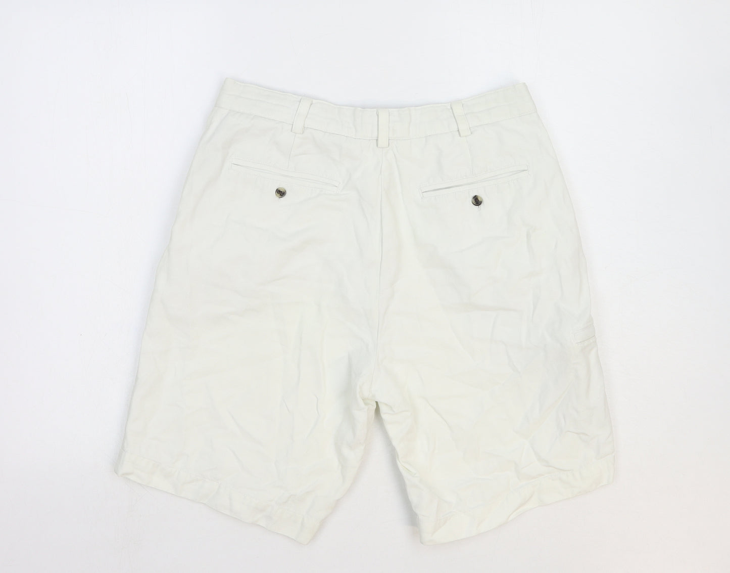 FILA Mens White Cotton Chino Shorts Size 32 in Regular Zip