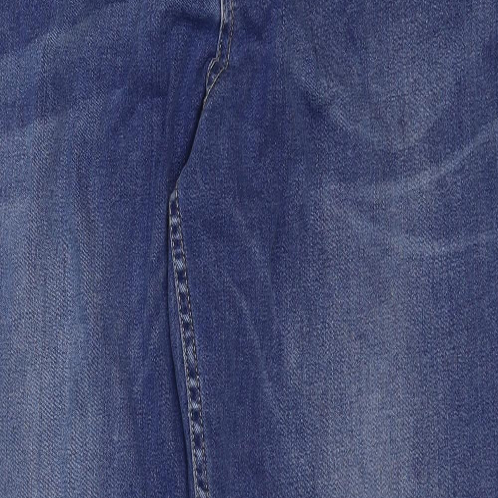 Marks and Spencer Womens Blue Cotton Straight Jeans Size 14 Regular Zip