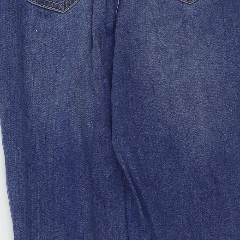 Marks and Spencer Womens Blue Cotton Straight Jeans Size 14 Regular Zip