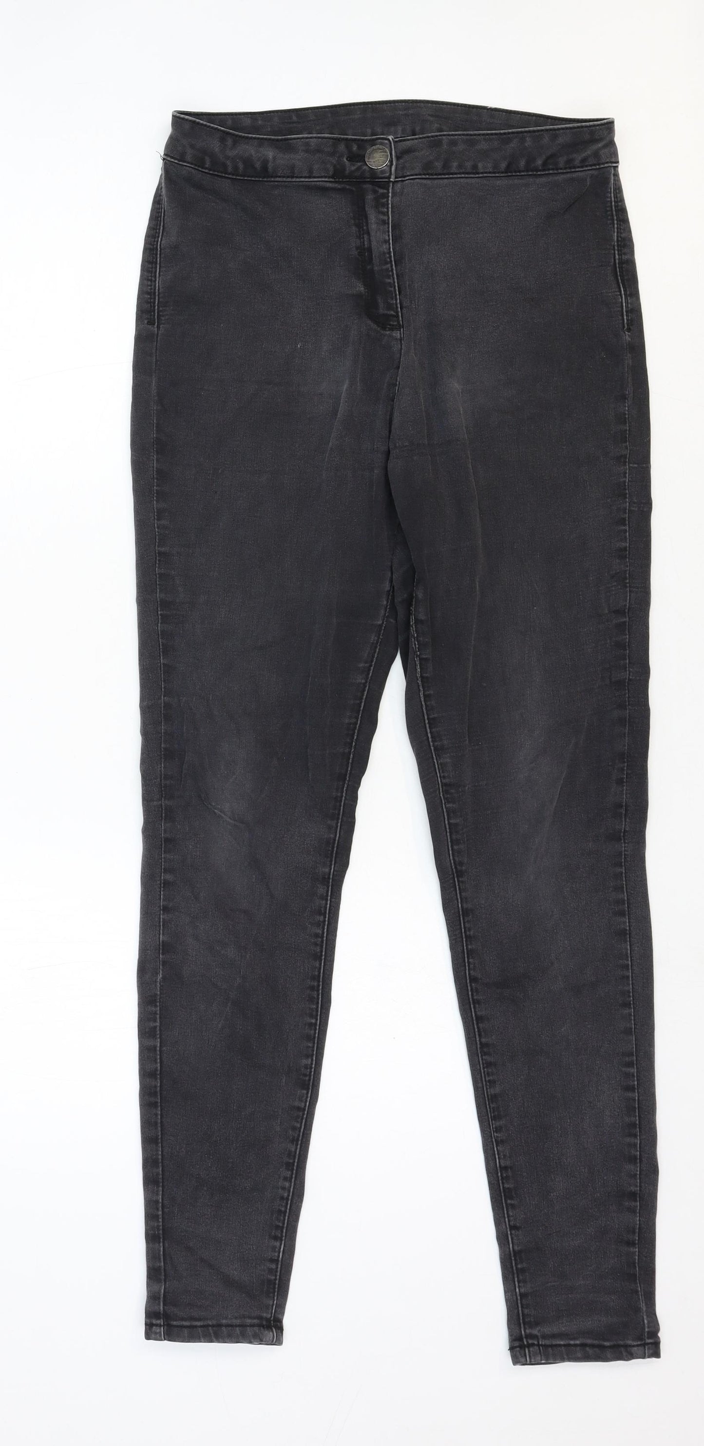 Matalan Womens Black Cotton Skinny Jeans Size 14 Regular Zip
