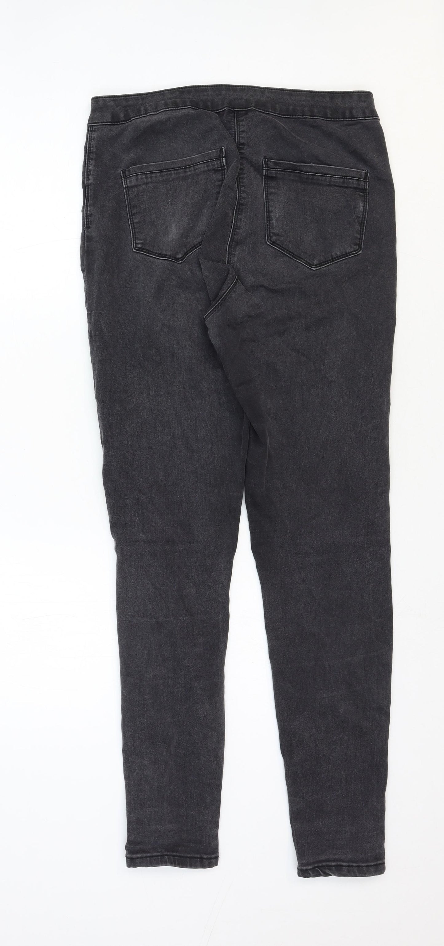 Matalan Womens Black Cotton Skinny Jeans Size 14 Regular Zip