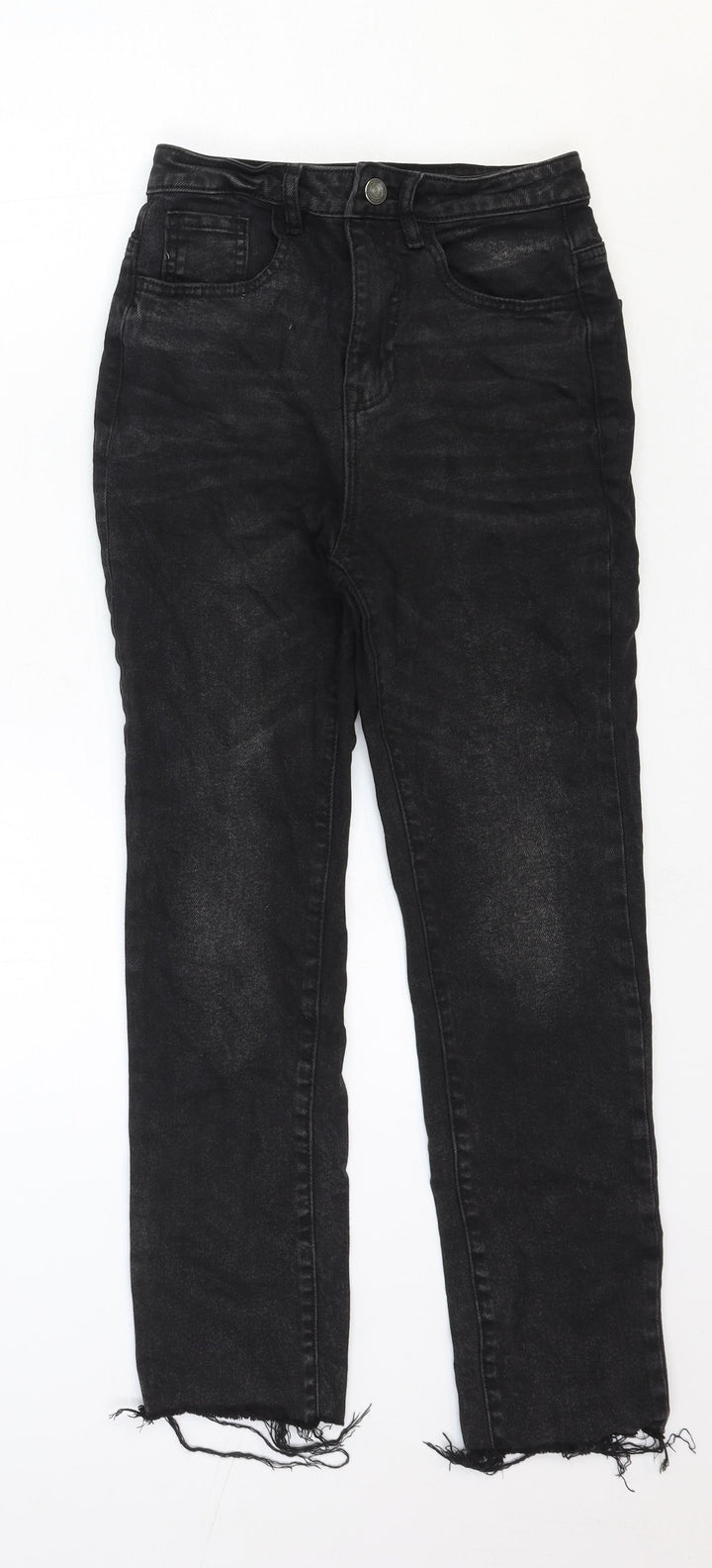 STR Womens Black Cotton Straight Jeans Size 6 Regular Zip
