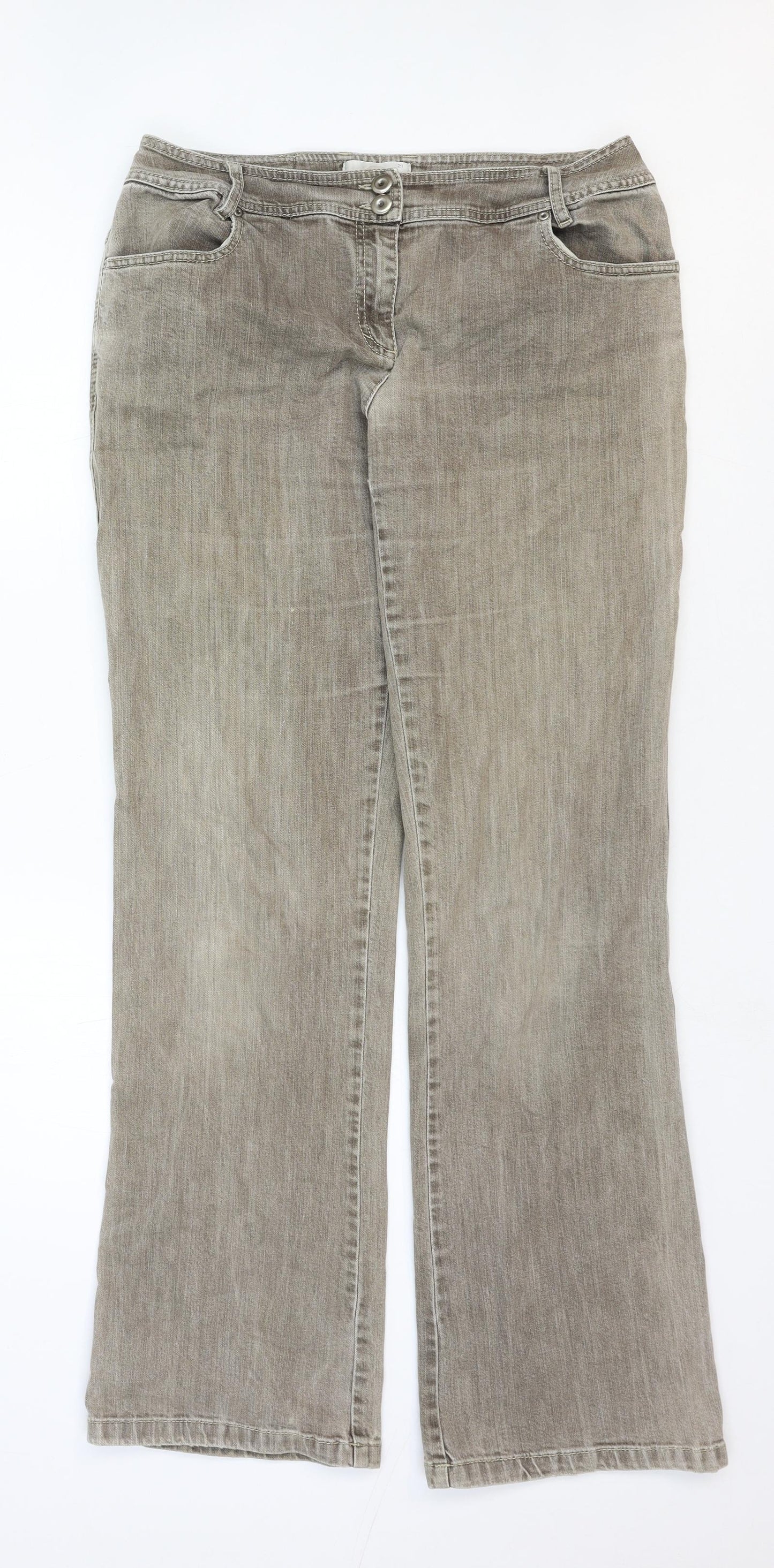 Marina Rinaldi Womens Brown Cotton Bootcut Jeans Size 20 Regular Zip