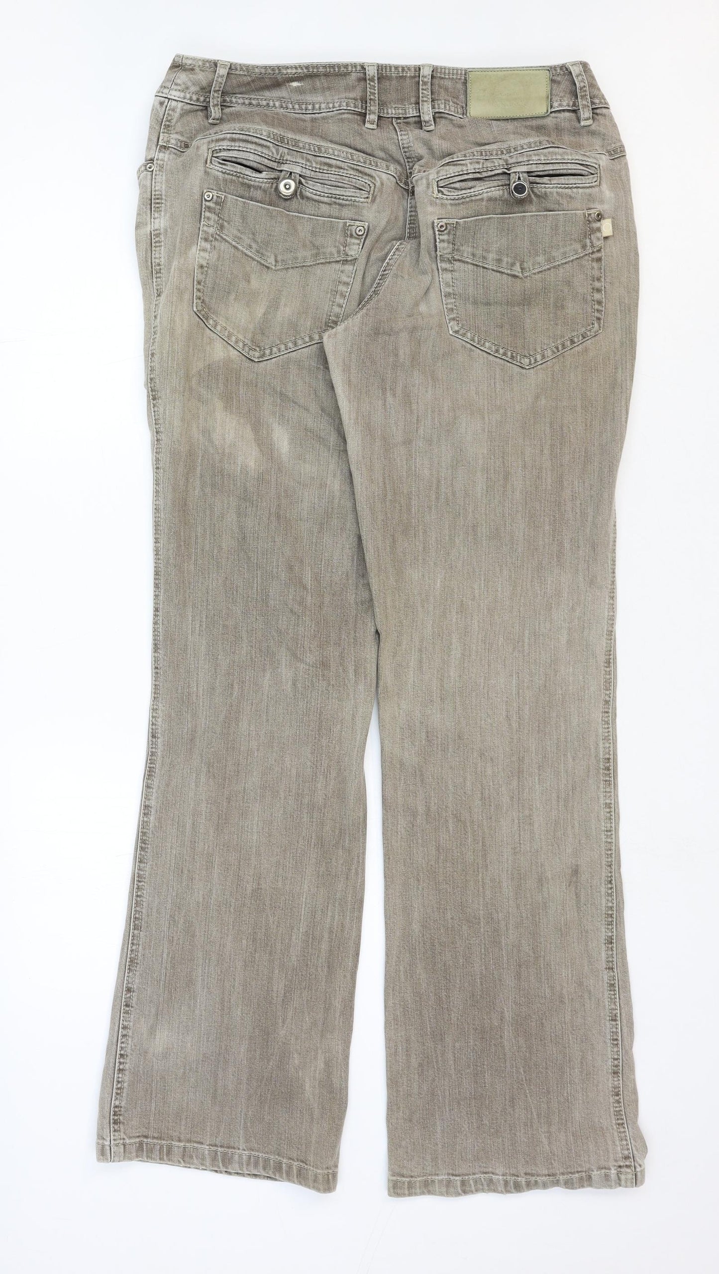 Marina Rinaldi Womens Brown Cotton Bootcut Jeans Size 20 Regular Zip