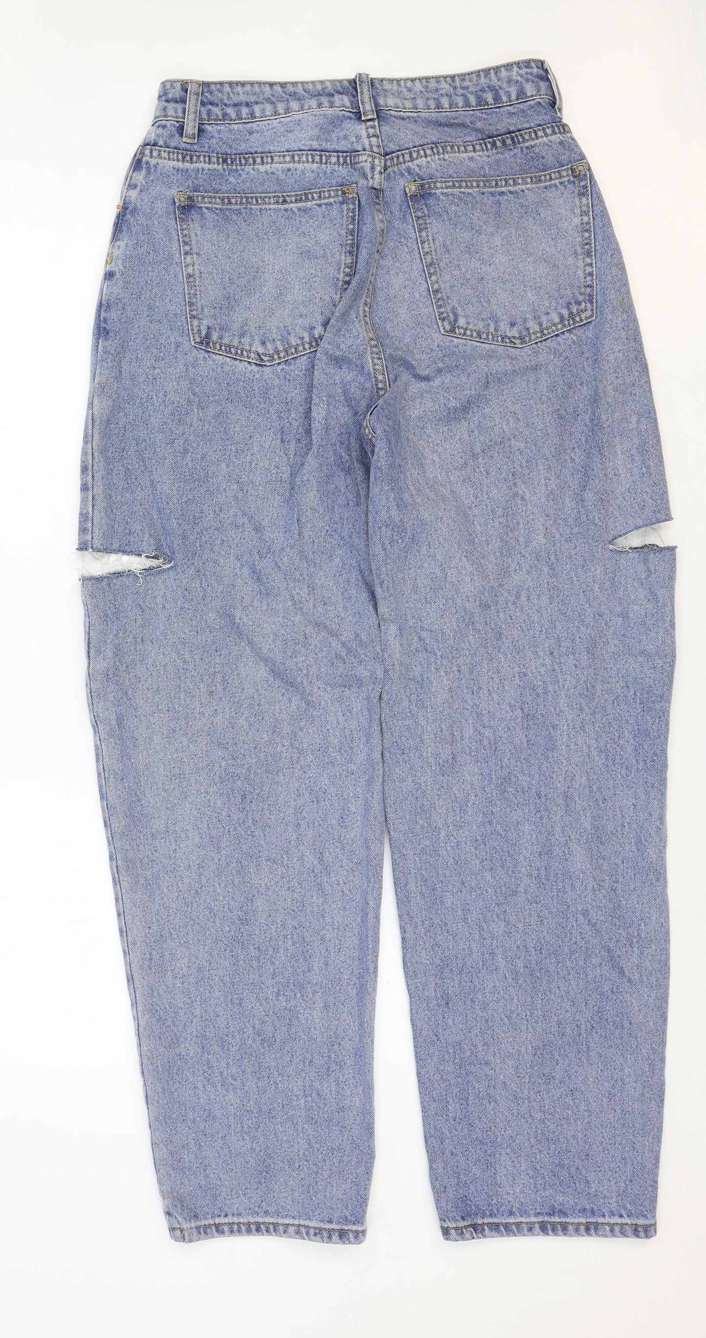 PRETTYLITTLETHING Womens Blue Cotton Tapered Jeans Size 10 Regular Zip
