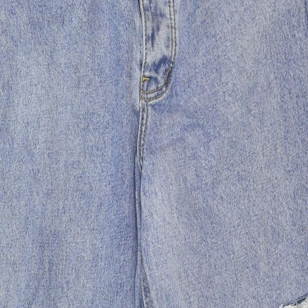 PRETTYLITTLETHING Womens Blue Cotton Tapered Jeans Size 10 Regular Zip