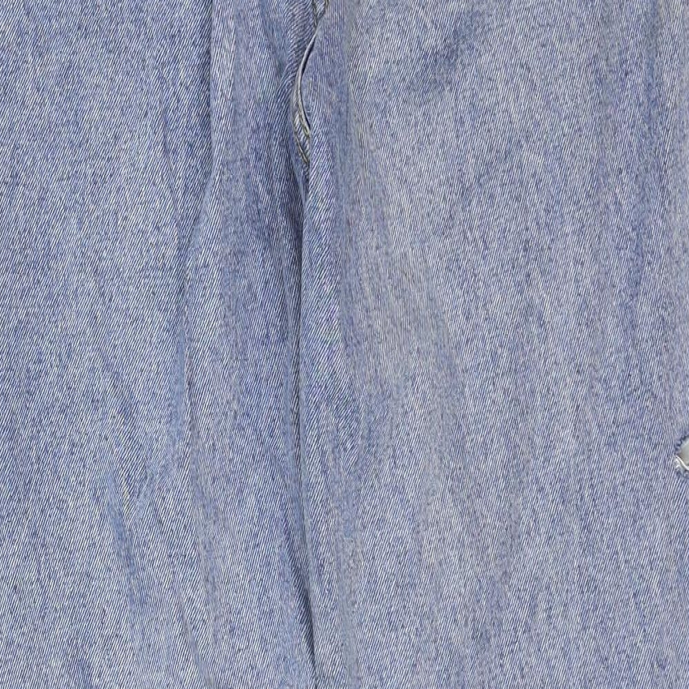PRETTYLITTLETHING Womens Blue Cotton Tapered Jeans Size 10 Regular Zip