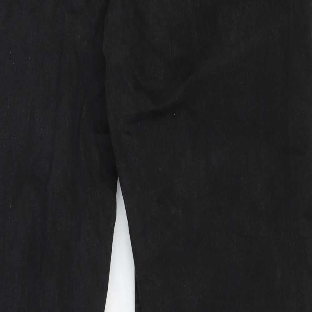 Marks and Spencer Womens Black Cotton Straight Jeans Size 14 Regular Zip