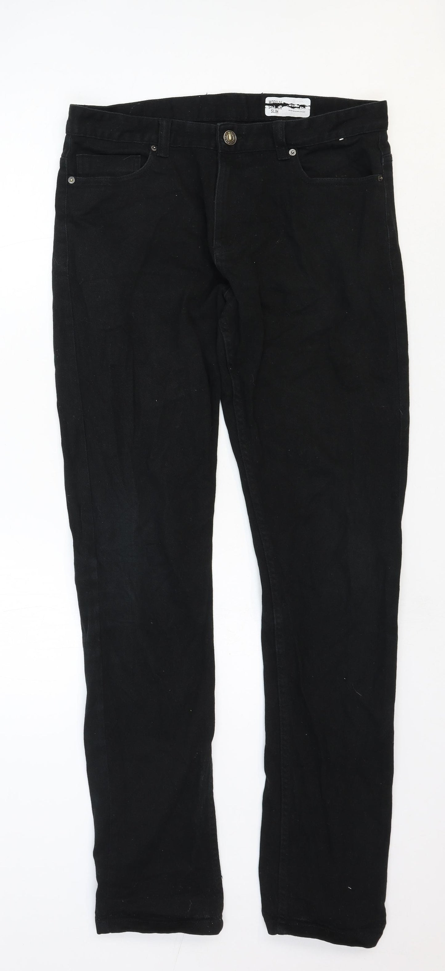 Denim & Co. Womens Black Cotton Straight Jeans Size 32 in Regular Zip