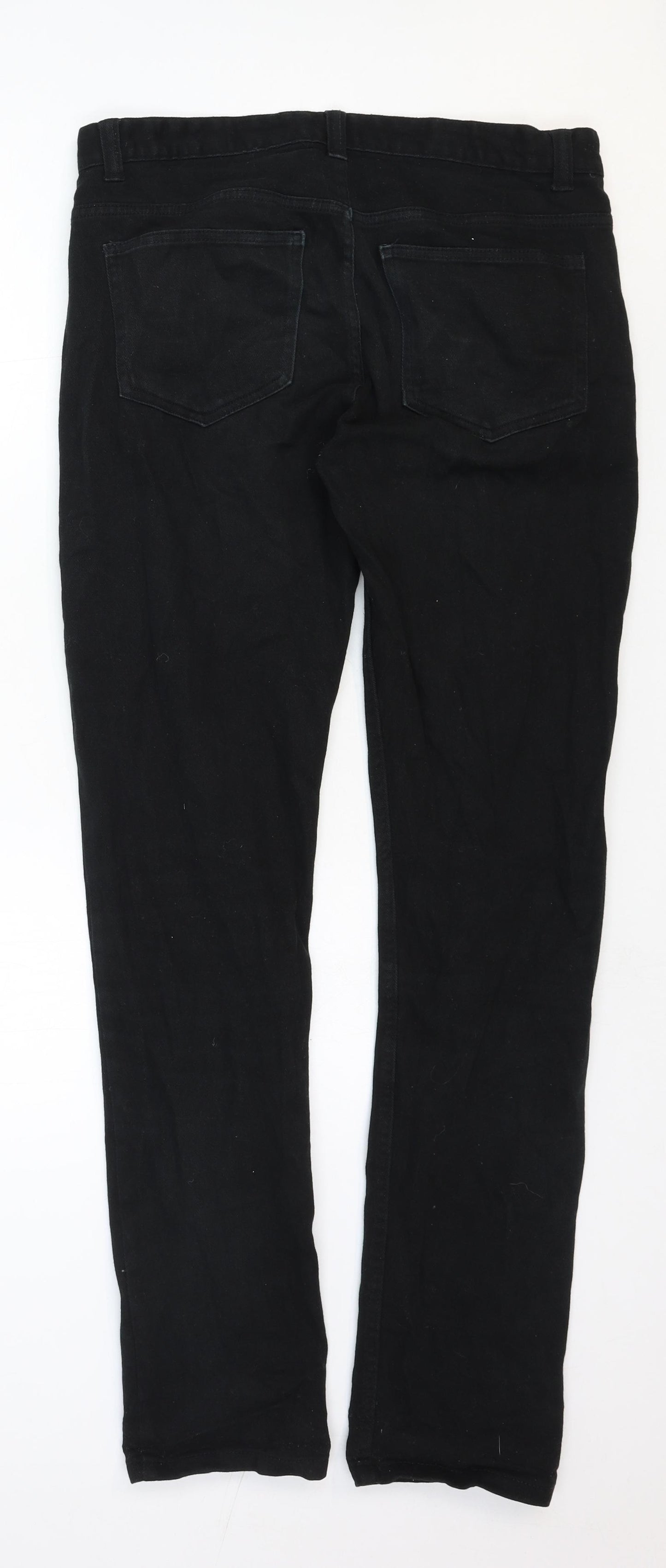 Denim & Co. Womens Black Cotton Straight Jeans Size 32 in Regular Zip
