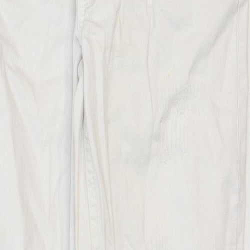 Body Flirt Womens White Cotton Straight Jeans Size 8 Regular Zip