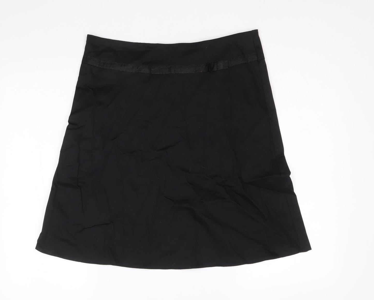 Quiz Womens Black Cotton Swing Skirt Size 14 Zip