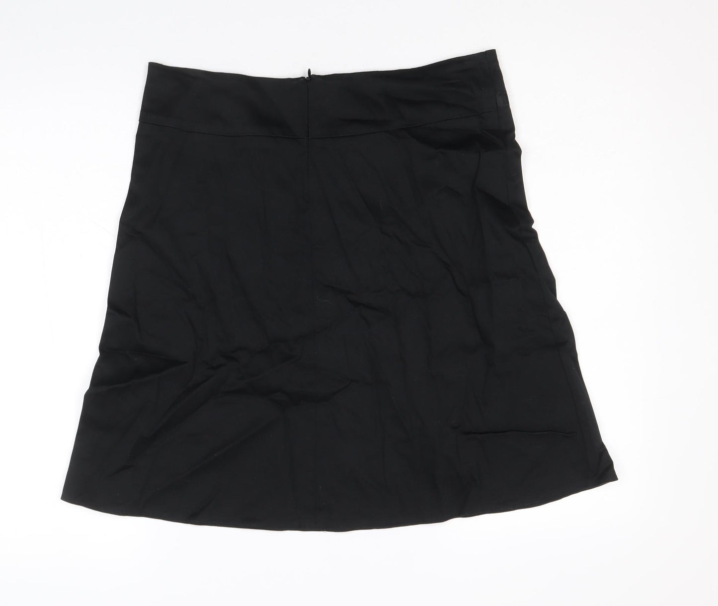 Quiz Womens Black Cotton Swing Skirt Size 14 Zip