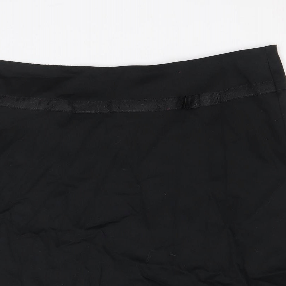 Quiz Womens Black Cotton Swing Skirt Size 14 Zip