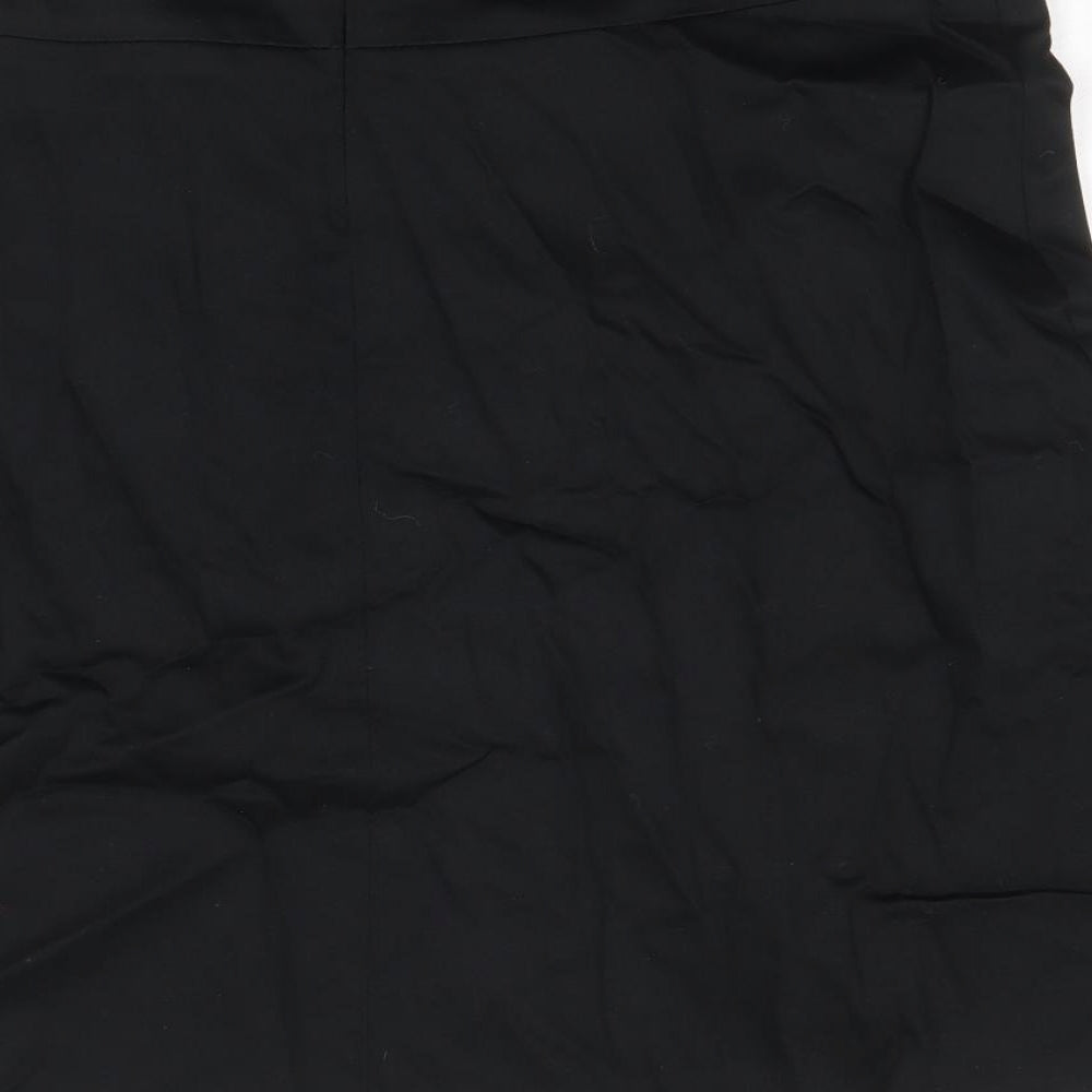Quiz Womens Black Cotton Swing Skirt Size 14 Zip