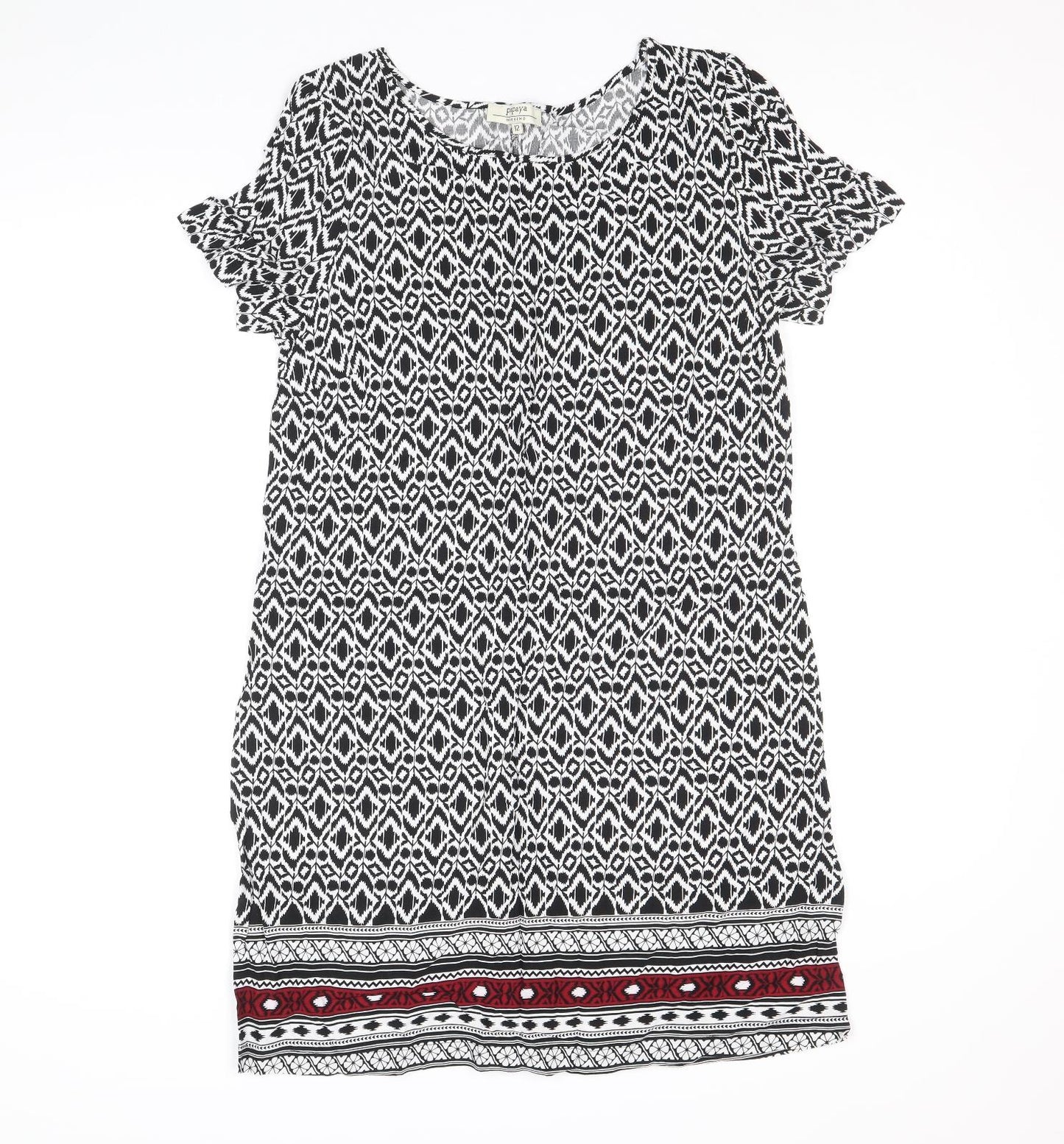 Papaya Womens Multicoloured Geometric Viscose A-Line Size 12 Round Neck Pullover