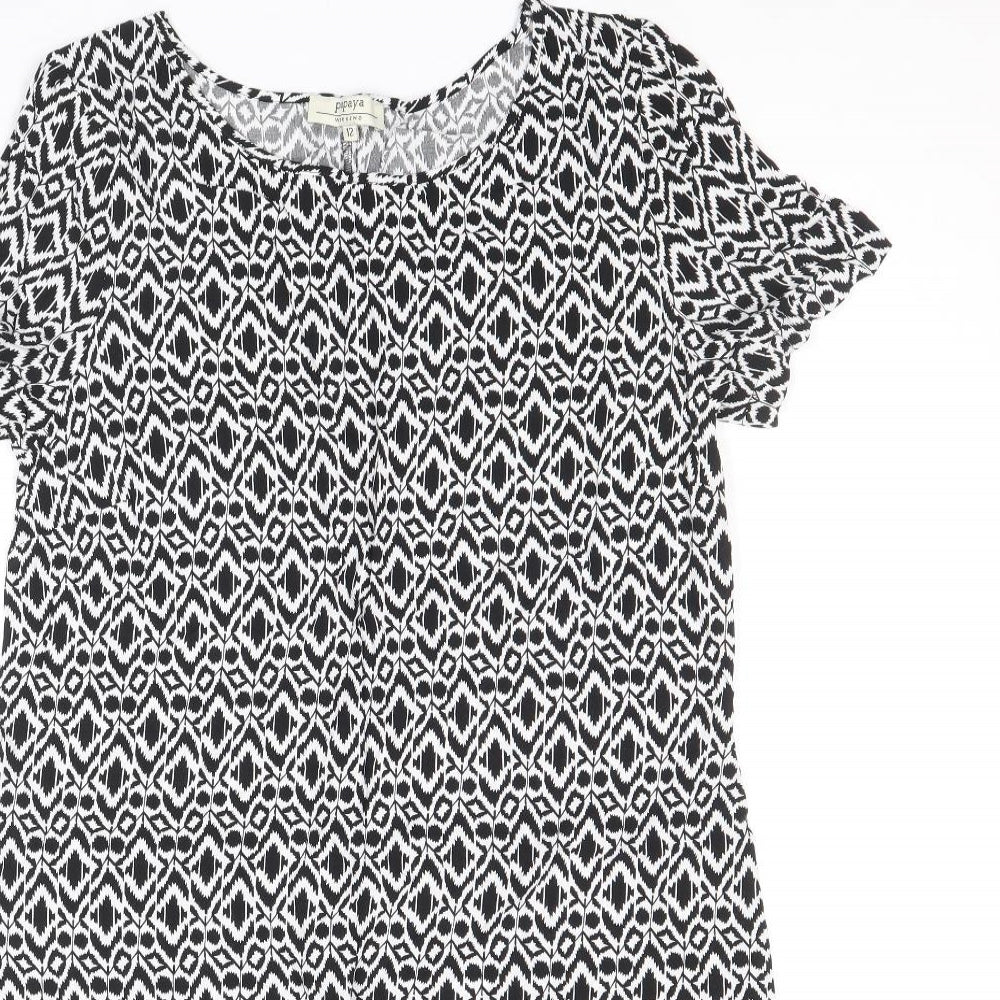 Papaya Womens Multicoloured Geometric Viscose A-Line Size 12 Round Neck Pullover