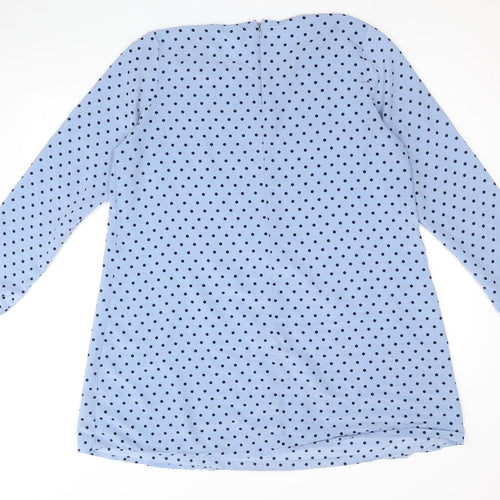 Glamourous Womens Blue Polka Dot Polyester Shirt Dress Size 16 Round Neck Zip