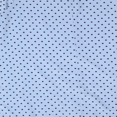 Glamourous Womens Blue Polka Dot Polyester Shirt Dress Size 16 Round Neck Zip
