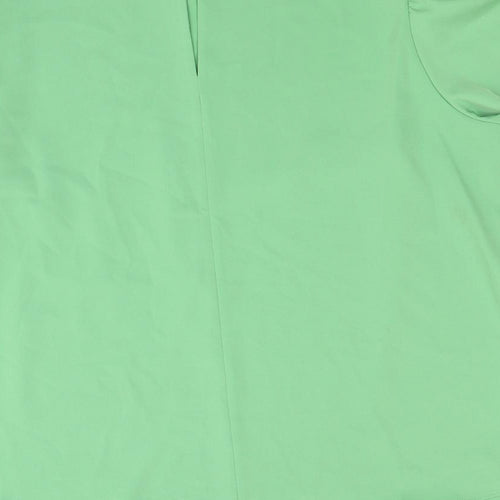 Preworn Womens Green Polyester Basic Blouse Size 14 Round Neck