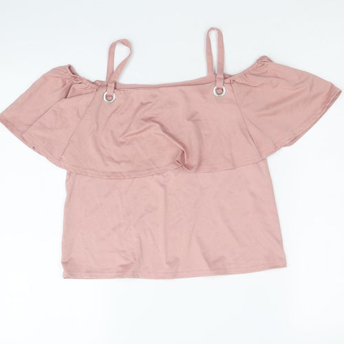 Atmosphere Womens Pink Polyester Basic Blouse Size 8 Square Neck