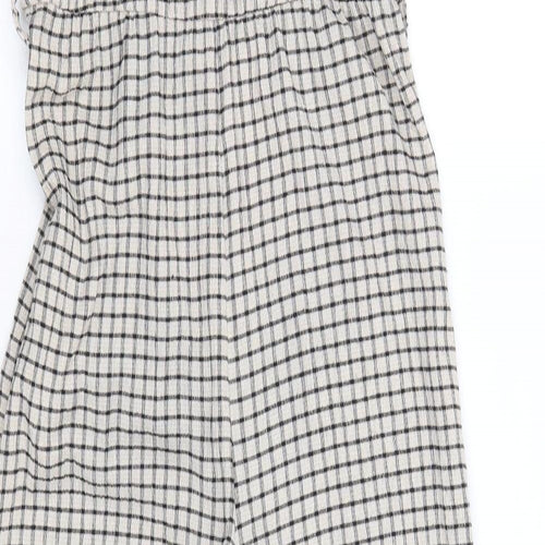 H&M Womens Beige Plaid Polyester Jumpsuit One-Piece Size XS Pullover