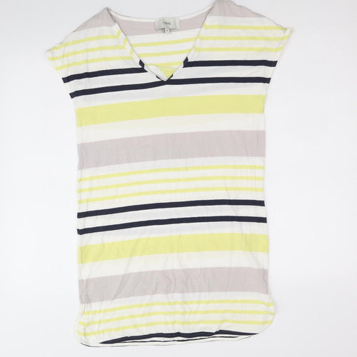 NEXT Womens Multicoloured Striped Viscose A-Line Size 6 V-Neck Pullover