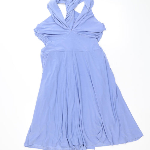 I Want That Trend Womens Blue Polyester A-Line Size 10 V-Neck Pullover