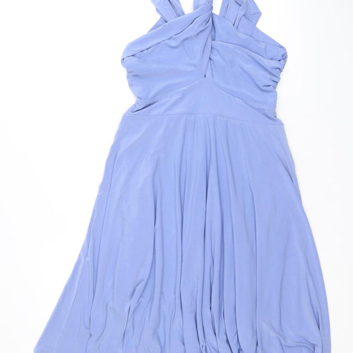 I Want That Trend Womens Blue Polyester A-Line Size 10 V-Neck Pullover