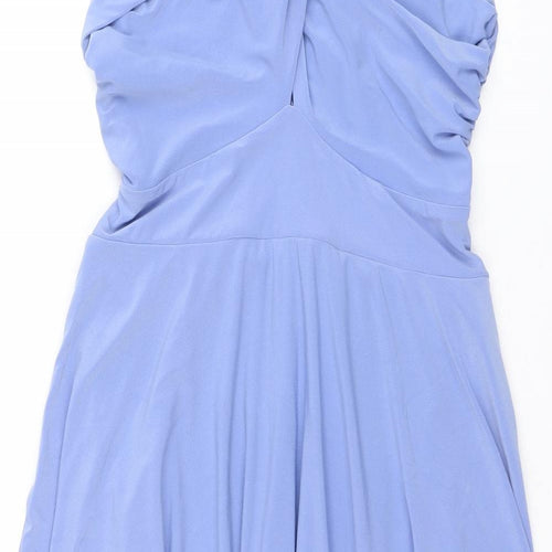 I Want That Trend Womens Blue Polyester A-Line Size 10 V-Neck Pullover