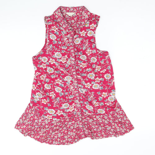 Monsoon Womens Pink Floral Viscose Basic Button-Up Size 8 Collared