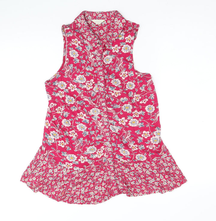 Monsoon Womens Pink Floral Viscose Basic Button-Up Size 8 Collared