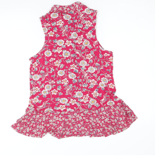 Monsoon Womens Pink Floral Viscose Basic Button-Up Size 8 Collared