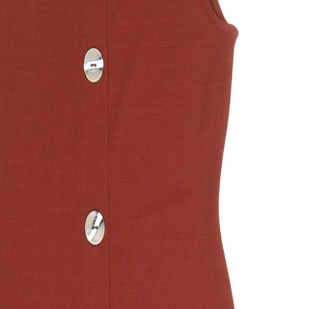 F&F Womens Brown Polyester Bodycon Size 10 High Neck Pullover