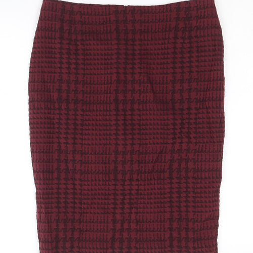 Planet Womens Red Geometric Viscose Straight & Pencil Skirt Size 10 Zip