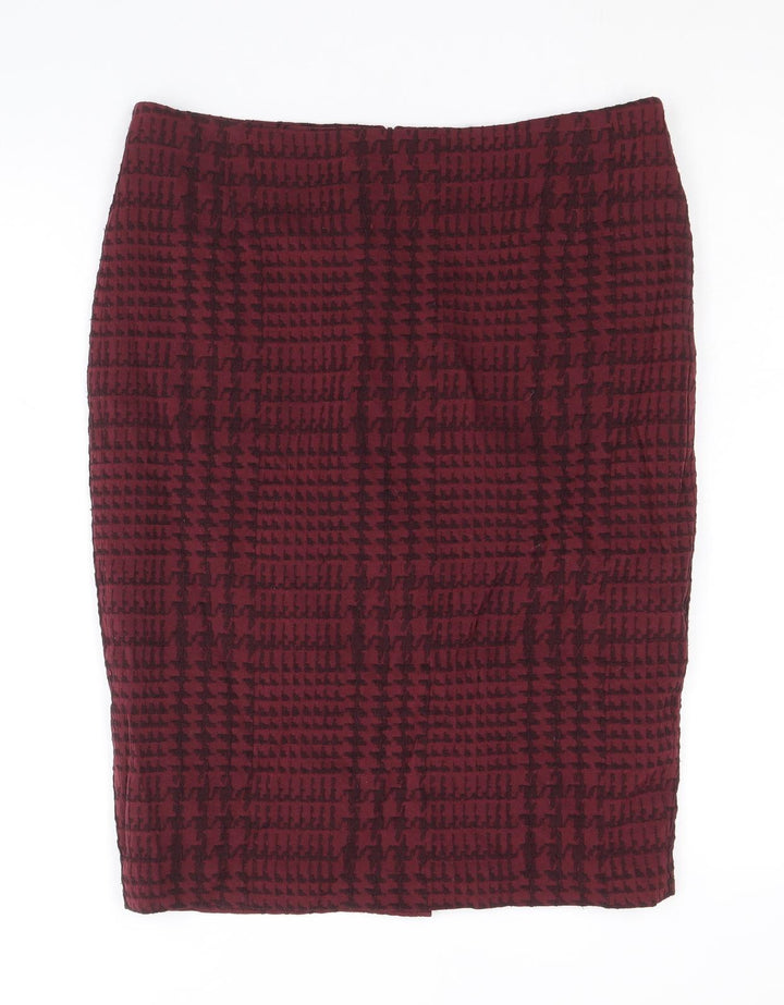 Planet Womens Red Geometric Viscose Straight & Pencil Skirt Size 10 Zip