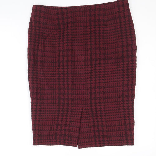 Planet Womens Red Geometric Viscose Straight & Pencil Skirt Size 10 Zip