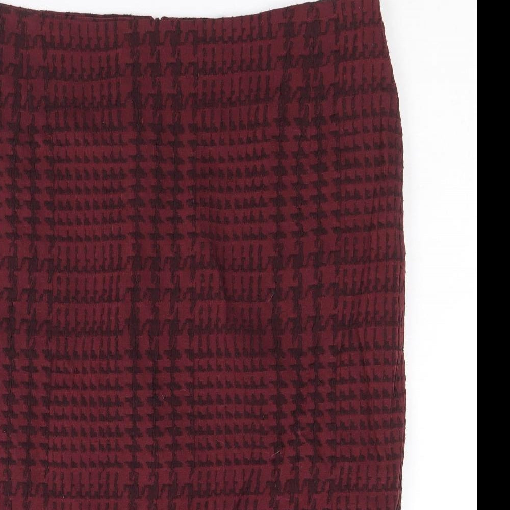 Planet Womens Red Geometric Viscose Straight & Pencil Skirt Size 10 Zip