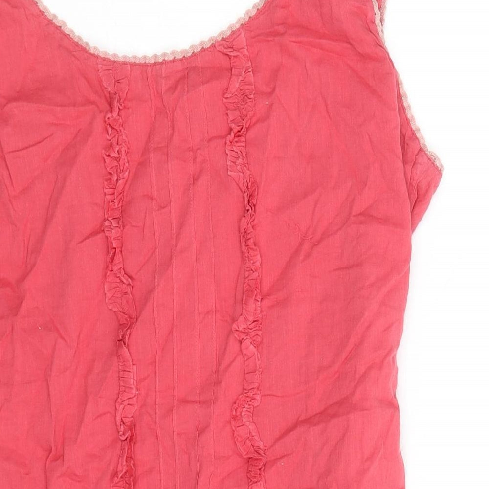 Chilli Pepper Womens Red 100% Cotton Basic Tank Size 8 Scoop Neck - Lace Up