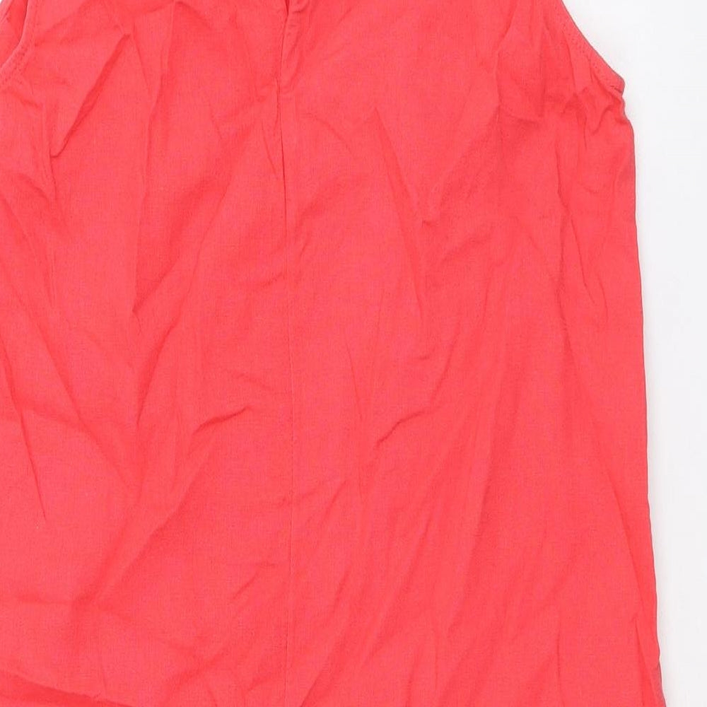 Marks and Spencer Womens Pink Linen Shift Size 12 Boat Neck Button
