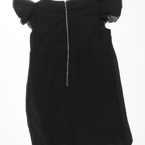 Oli Womens Black Polyester A-Line Size 14 Boat Neck Zip - Embellished Neckline