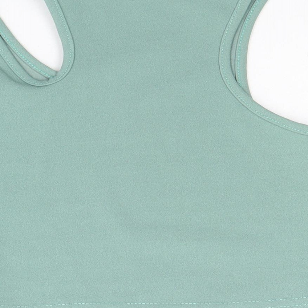 PRETTYLITTLETHING Womens Green Polyester Cropped Tank Size 6 Round Neck - Cut Out