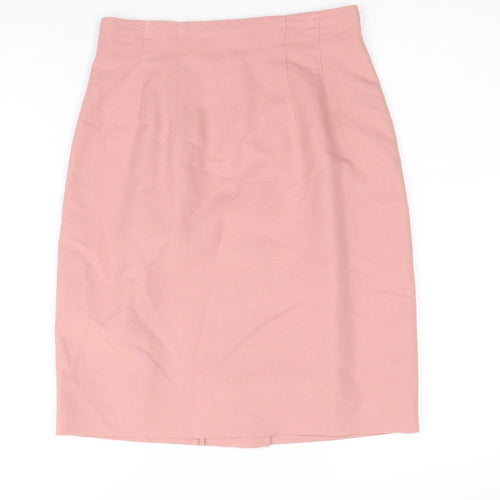 St Michael Womens Pink Polyester Straight & Pencil Skirt Size 24 in Zip
