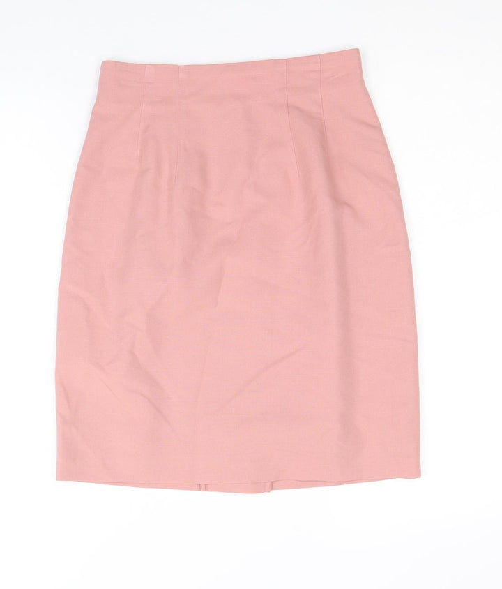 St Michael Womens Pink Polyester Straight & Pencil Skirt Size 24 in Zip