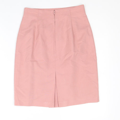 St Michael Womens Pink Polyester Straight & Pencil Skirt Size 24 in Zip