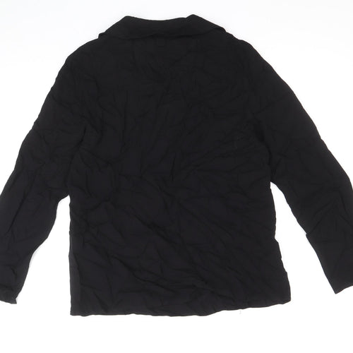 Natura Womens Black Viscose Basic Blouse Size L Collared