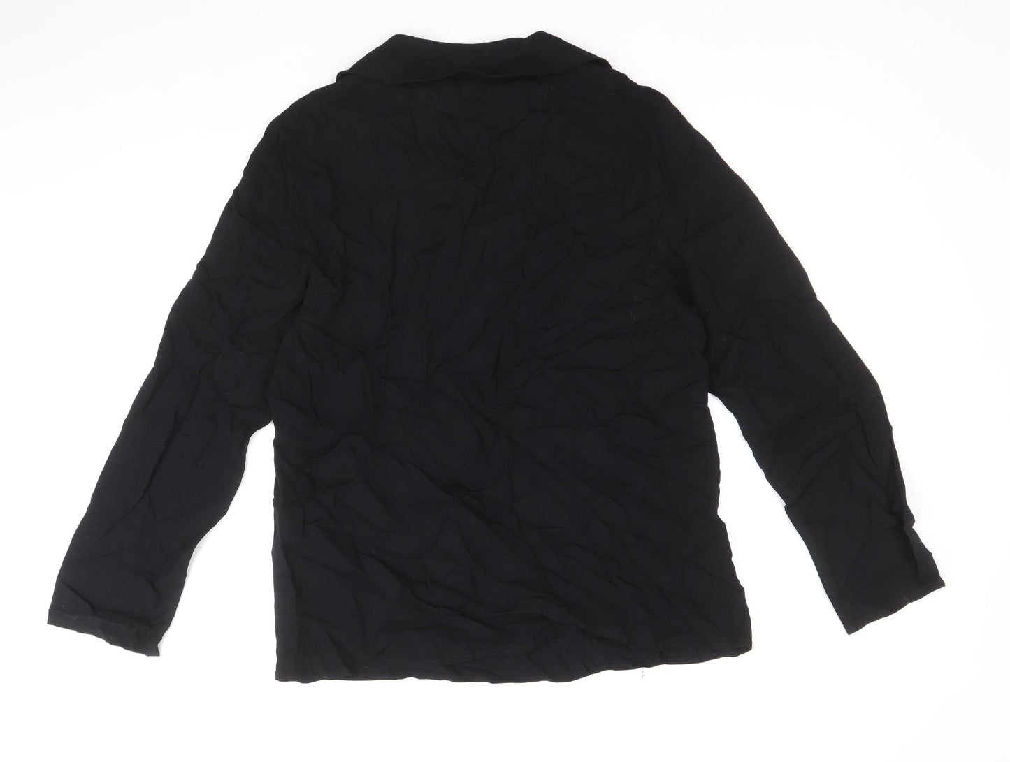 Natura Womens Black Viscose Basic Blouse Size L Collared