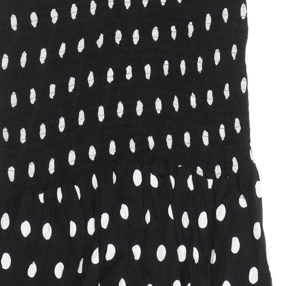 F&F Womens Black Polka Dot Viscose Slip Dress Size 16 V-Neck Pullover