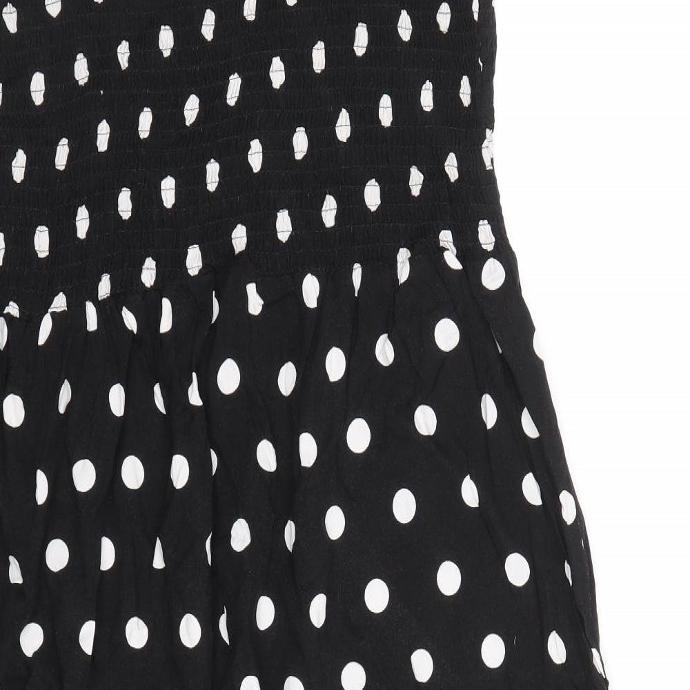 F&F Womens Black Polka Dot Viscose Slip Dress Size 16 V-Neck Pullover