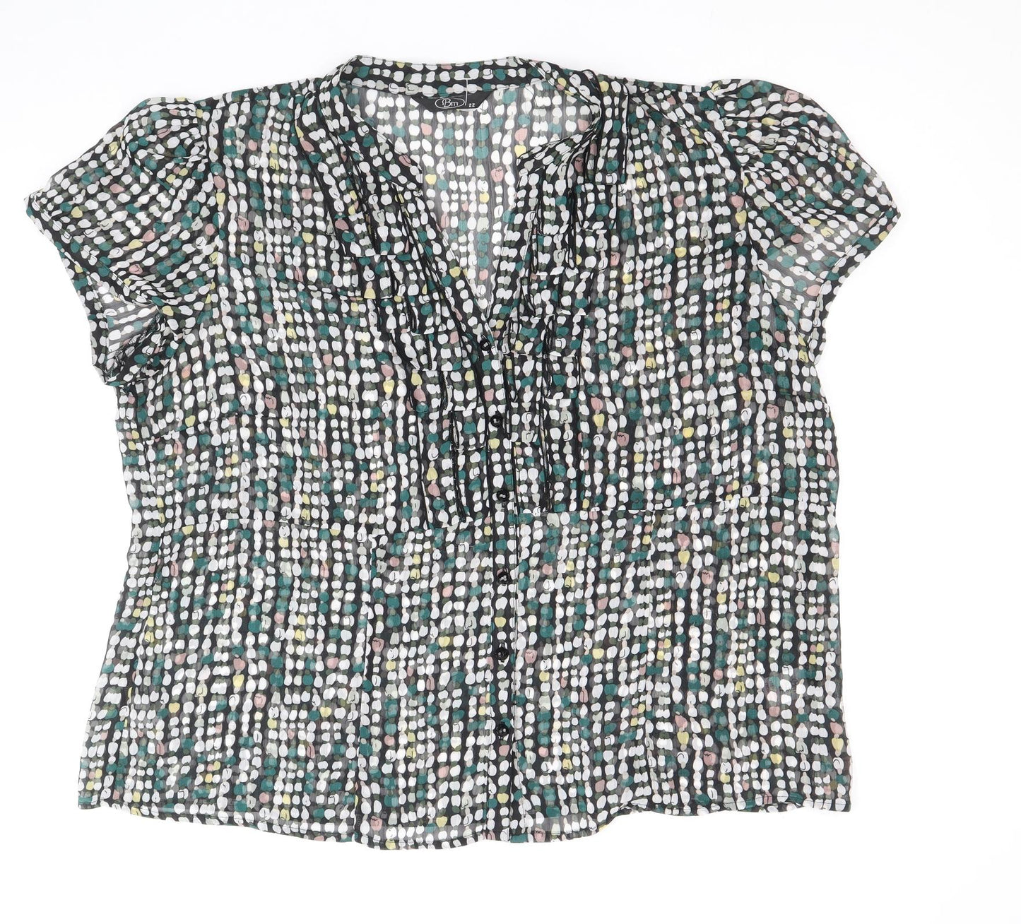 Bonmarche Womens Multicoloured Geometric Polyester Basic Button-Up Size 22 V-Neck